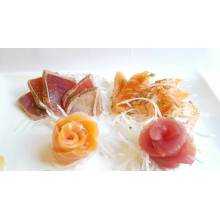 
	Sashimi saumon 3 pièces

	Sashimi thon 3 pièces

	Tataki saumon 5 pièces

	Tataki thon 5 pièces 
